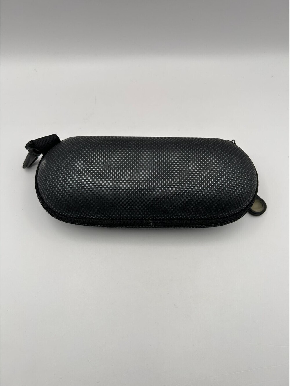 Hard Shell Zipper Sunglasses Case Black Eyewear Holder w/ Clip & Mesh Pocket